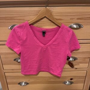 Wild Fable V-Neck Crop Top Pink